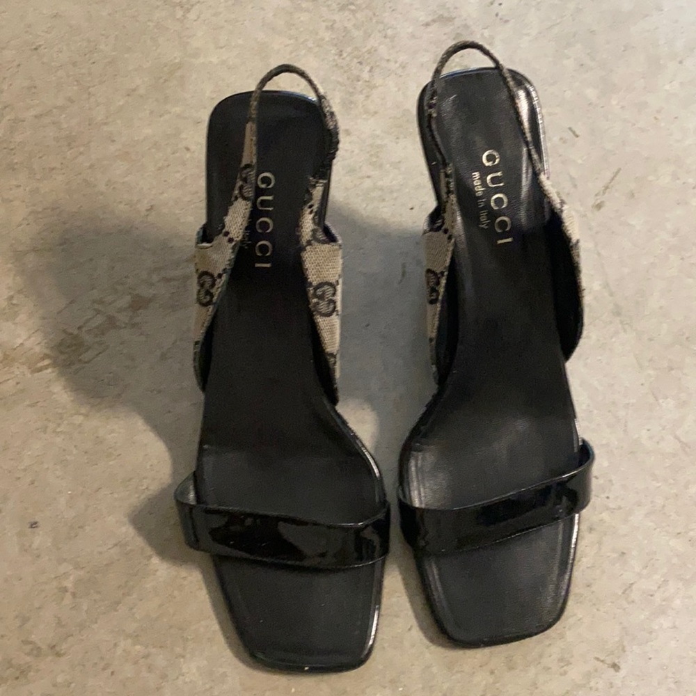 Gucci sling back wedge sandal